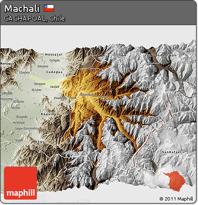 Physical 3D Map of Machali, semi-desaturated