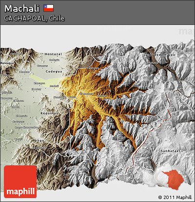 Physical 3D Map of Machali, semi-desaturated