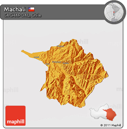 Political 3D Map of Machali, cropped outside