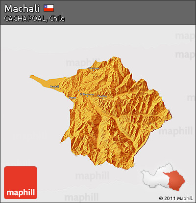 Political 3D Map of Machali, cropped outside