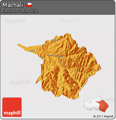 Political 3D Map of Machali, cropped outside