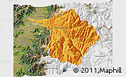 Political 3D Map of Machali, satellite outside