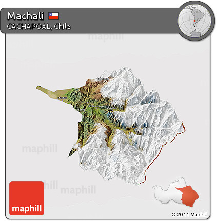 Satellite 3D Map of Machali, cropped outside
