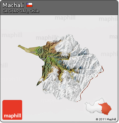Satellite 3D Map of Machali, cropped outside