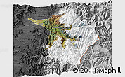 Satellite 3D Map of Machali, darken, desaturated