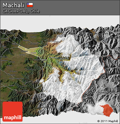 Satellite 3D Map of Machali, darken