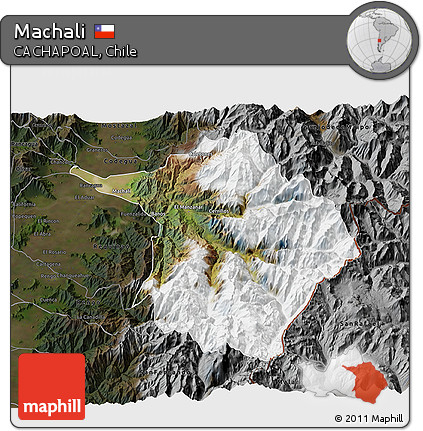 Satellite 3D Map of Machali, darken