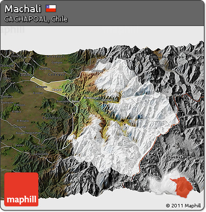 Satellite 3D Map of Machali, darken