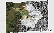 Satellite 3D Map of Machali, darken
