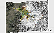 Satellite 3D Map of Machali, darken, semi-desaturated