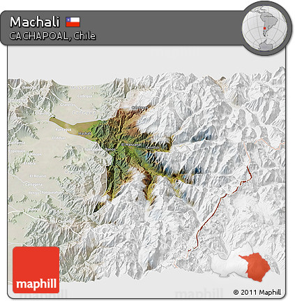 Satellite 3D Map of Machali, lighten