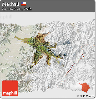 Satellite 3D Map of Machali, lighten