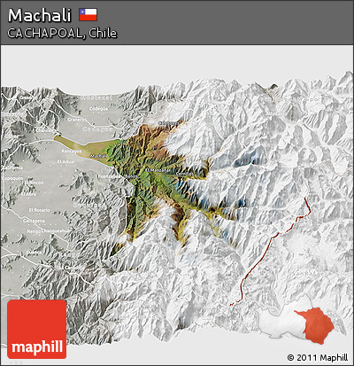 Satellite 3D Map of Machali, lighten, semi-desaturated