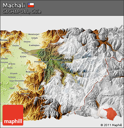 Satellite 3D Map of Machali, physical outside