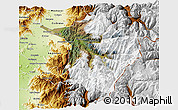 Satellite 3D Map of Machali, physical outside