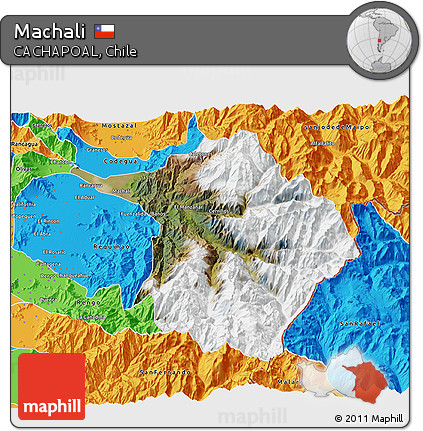 Satellite 3D Map of Machali, political outside