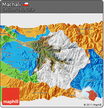 Satellite 3D Map of Machali, political outside