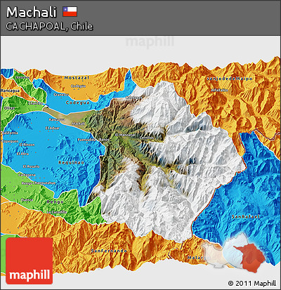 Satellite 3D Map of Machali, political outside