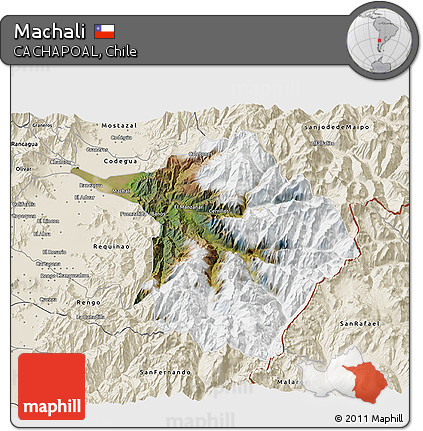 Satellite 3D Map of Machali, shaded relief outside