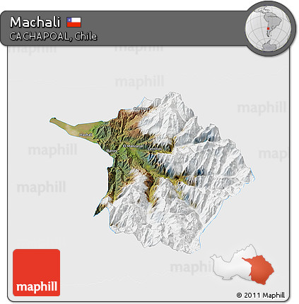 Satellite 3D Map of Machali, single color outside