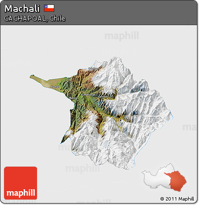 Satellite 3D Map of Machali, single color outside