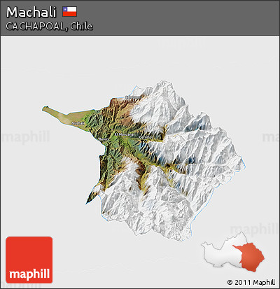 Satellite 3D Map of Machali, single color outside