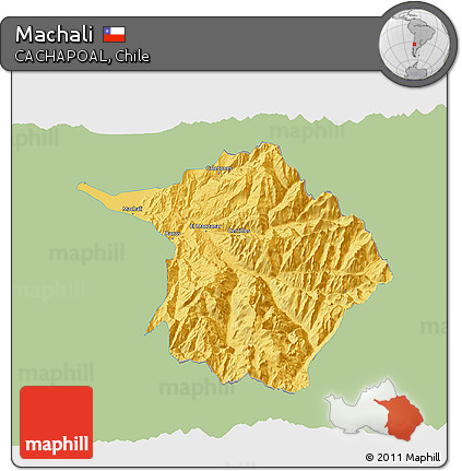 Savanna Style 3D Map of Machali, single color outside