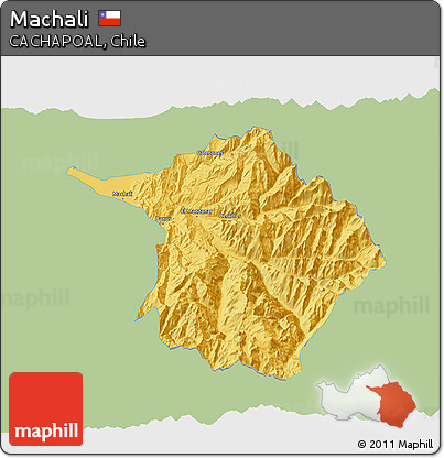 Savanna Style 3D Map of Machali, single color outside