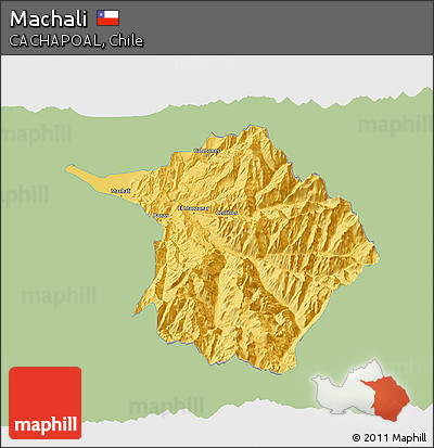 Savanna Style 3D Map of Machali, single color outside
