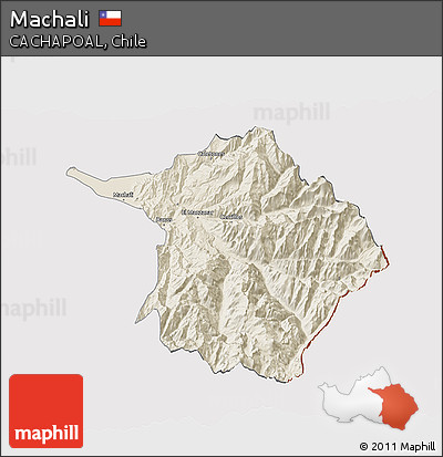 Shaded Relief 3D Map of Machali, cropped outside