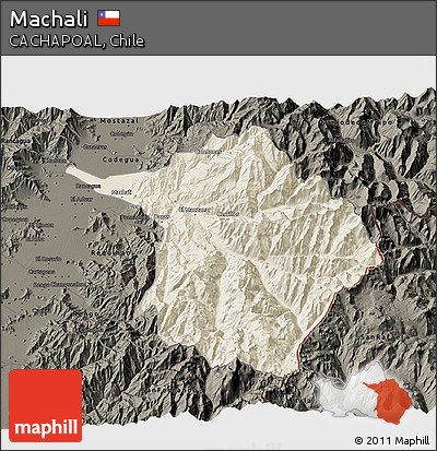 Shaded Relief 3D Map of Machali, darken
