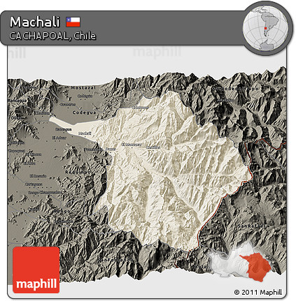 Shaded Relief 3D Map of Machali, darken