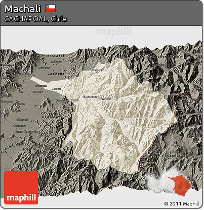 Shaded Relief 3D Map of Machali, darken