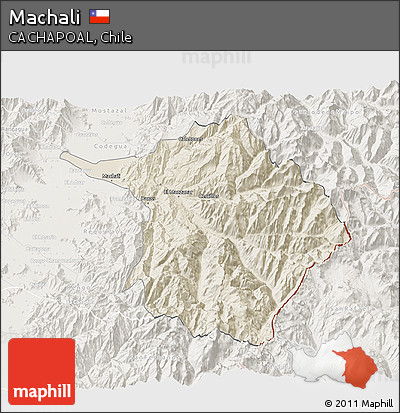Shaded Relief 3D Map of Machali, lighten