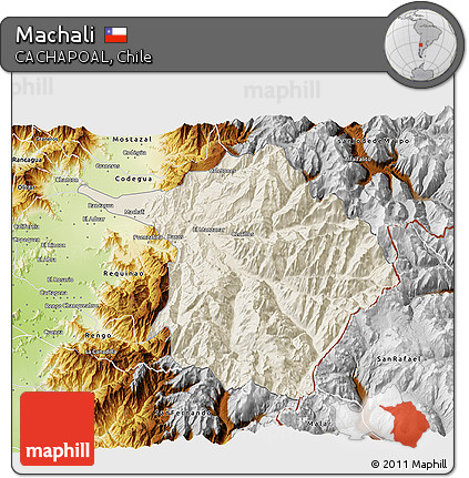 Shaded Relief 3D Map of Machali, physical outside