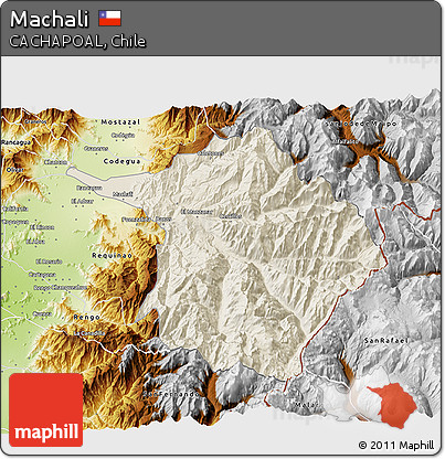 Shaded Relief 3D Map of Machali, physical outside