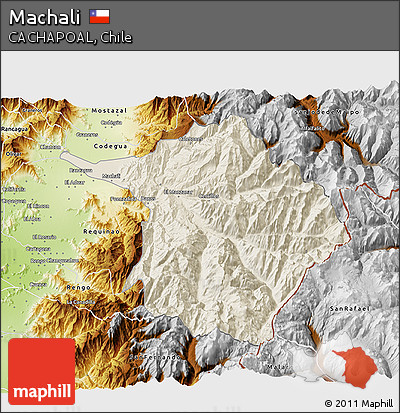 Shaded Relief 3D Map of Machali, physical outside