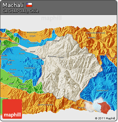 Shaded Relief 3D Map of Machali, political outside