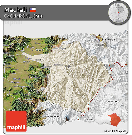 Shaded Relief 3D Map of Machali, satellite outside