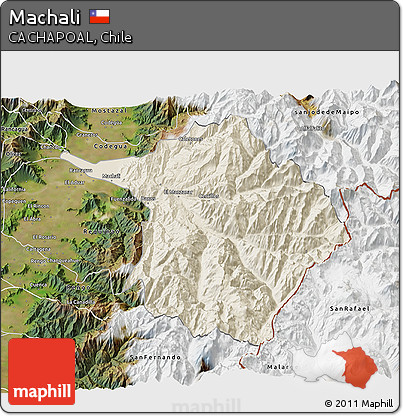 Shaded Relief 3D Map of Machali, satellite outside