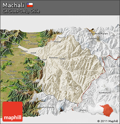 Shaded Relief 3D Map of Machali, satellite outside