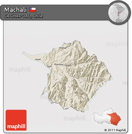 Shaded Relief 3D Map of Machali, single color outside