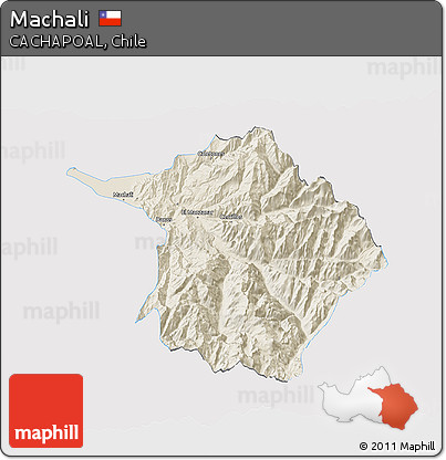 Shaded Relief 3D Map of Machali, single color outside