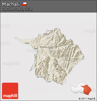 Shaded Relief 3D Map of Machali, single color outside