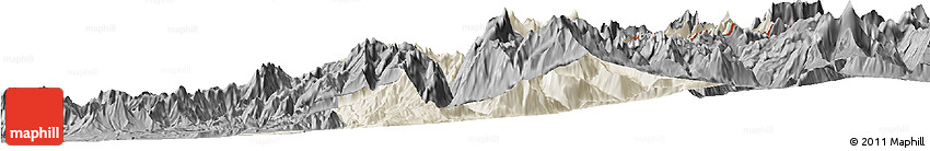Shaded Relief Horizon Map of Machali, darken, desaturated
