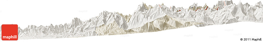 Shaded Relief Horizon Map of Machali, lighten