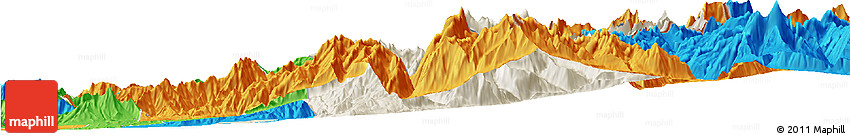 Shaded Relief Horizon Map of Machali, political outside
