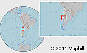 Gray Location Map of Machali, highlighted parent region, within the entire country, hill shading