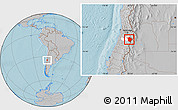 Gray Location Map of Machali, highlighted parent region, hill shading
