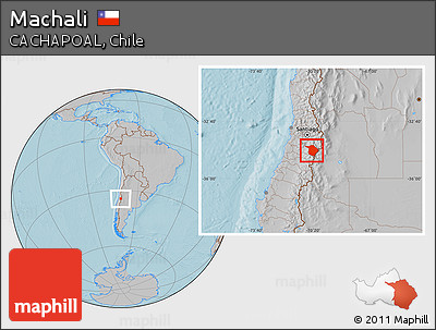 Gray Location Map of Machali, hill shading